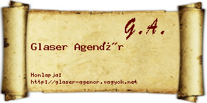 Glaser Agenór névjegykártya